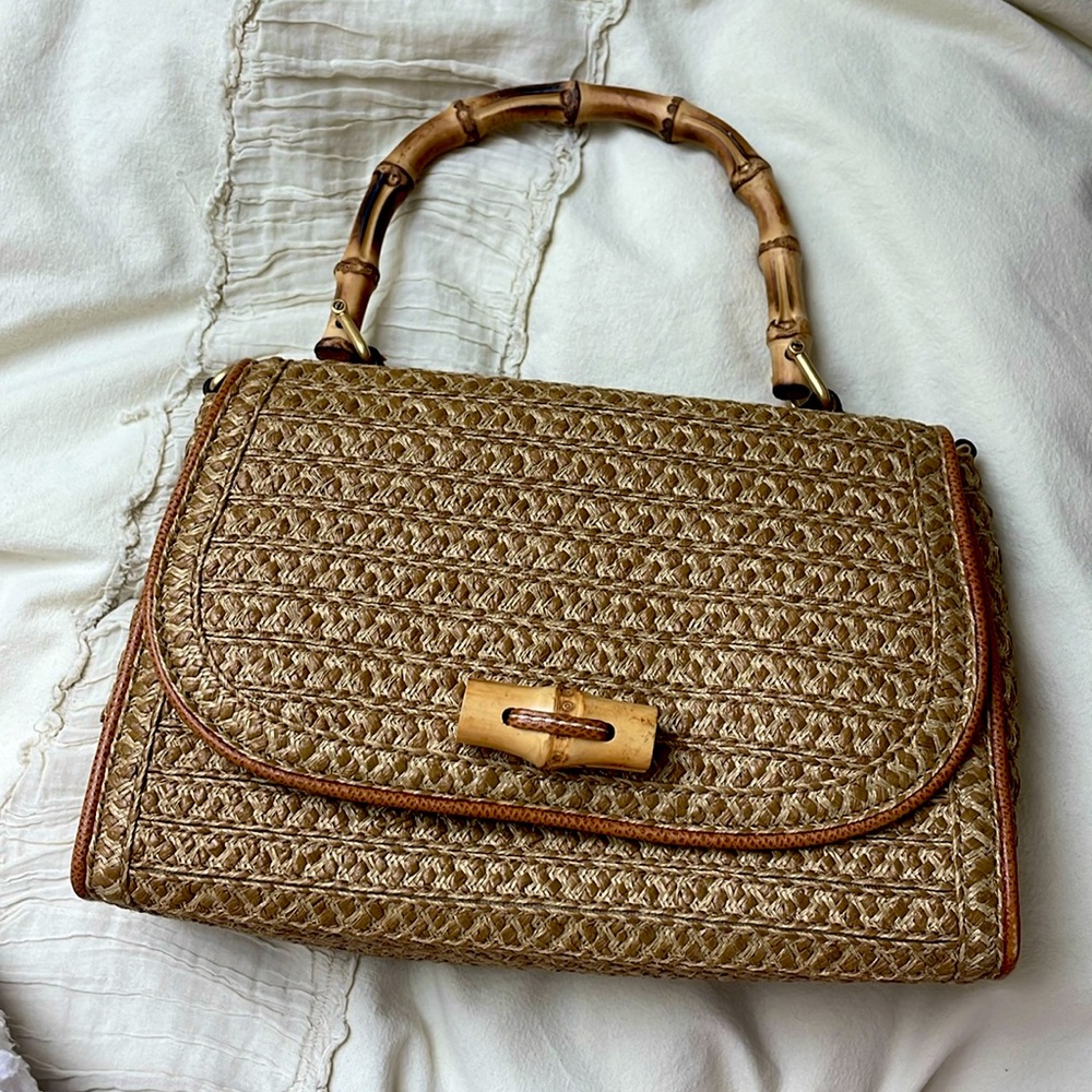 Eric Javits handbag with bamboo handle and clasp